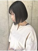 (土橋)前下がりボブ 切りっぱなし 暗髪グレージュ 就活 10代20代