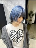 サファイアブルー×ミディアムウルフ