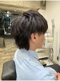 メンズミディアムウルフヘア<理容室><MEN'S/中野/バーバー>