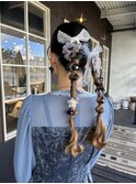 大人美人ポニーテール編みおろし三つ編みタイトヘア韓国ヘア