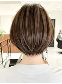ハイライトバレイヤージュダブルカラーショートカット30代40代