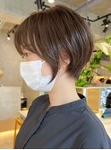大人マッシュショート丸みショート黒髪ショートベリーショート