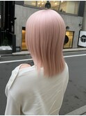 ピンクホワイト　ペールカラー　ホワイトブリーチ　ボブ