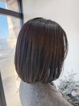 暗髪 ブリーチなし アッシュブラウン