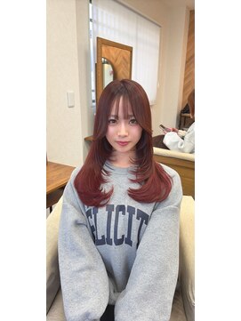 リングバイモアムー(Ring by Moremuu) 韓国　レイヤーカット　赤髪