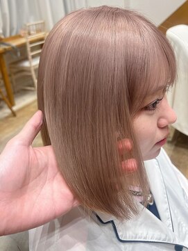 バイオレット 表参道店(Violet) ミルクティーベージュケアブリーチハイトーンボブ前髪カット
