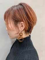 テトヘアー(teto hair)&nbsp;ショートボブ、丸みショート、オレンジベージュ、グラデーション