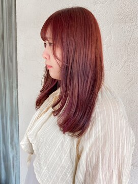 アネーロバイエーケー(ANHELO by AK) レイヤーエモージュインナーグレージュ前髪ピンクベージュ