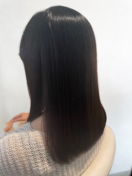 美容室フルール 髪質改善トリートメント艶髪セミディ大人美人暗髪