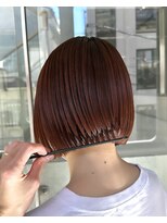 ヲタク(wotaku.)&nbsp;オレンジブラウン暖色カラーブリーチなしカラー赤髪ボブレッド