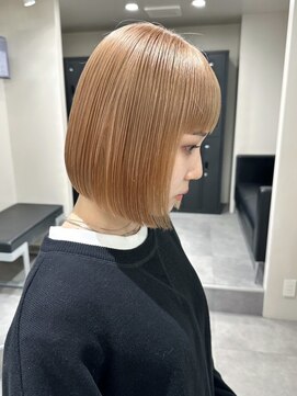 ベレーザ 渋谷(BELEZA) 7474ブロンドベージュハイトーンカラー切りっぱなし韓国ボブ