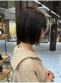 黒髪/ボブウルフ/ネビージュ/小顔/ワンレン/髪質改善/前髪