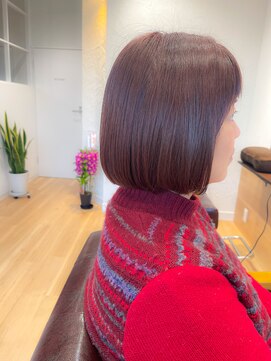 ハル(haru) 艶髪ボブ×ピンクブラウンカラー