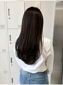 13141黒髪グレージュ髪質改善レイヤーワンカール韓国ストレート