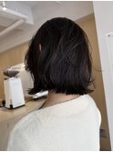 艶髪ボブヘア美髪ブラウン髪質改善切りっぱなしボブ韓国ヘア