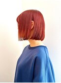 Say.ミディアムボブチェリーブラウンミニウルフワインレッド青山