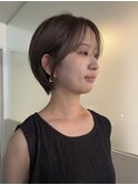 透明感カラーブリーチなし赤み消しショートショートボブ