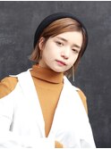 スキニーボブ/斜めバング/ミニボブ/テラコッタ/センター南
