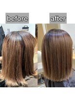 シオ ヘアー デザイン(Sio. hair design)&nbsp;ブリーチしている縮毛矯正ビフォーアフター