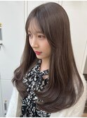 韓国ヘアナチュラルレイヤーカット/シースルーバング/グレージュ