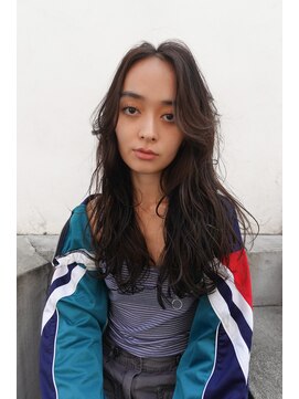 レコ 渋谷(LECO) ルーズなロングカーリーヘアブリーチなしダークアッシュブラウン