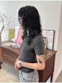 レイヤースパイラルパーマ黒髪パーマくるくるパーマ前髪パーマ