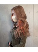 インナーカラー/ミルクティー/オレンジ/ゆるふわヘア