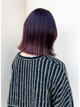 チャコレ パーチ 北千住店(Chacolle perch) ワインレッド×外はねボブ