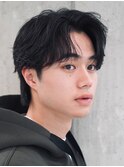 メンズセンターパート七三分けパートニュアンスパーマ刈り上げ