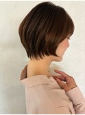 大人ショート 丸みショート  暗めカラー マッシュ　ショートボブ