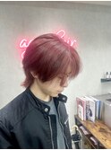 メンズブリーチマッシュウルフピンクベージュ＊赤羽
