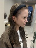 ハイトーンピンクベージュWカラー/ボブ風ミディアム