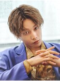 フェザーパーマ/ブルーブラック/刈り上げセンターパート[新宿]