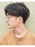 大人カジュアルミントパーマ(くせ毛風パーマ ソフトツーブロック