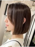 表参道切りっぱなしボブミディアムボブグレージュカラー40代50代