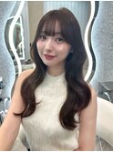 韓国ヘア レイヤーカット 透明感カラー 前髪 髪質改善