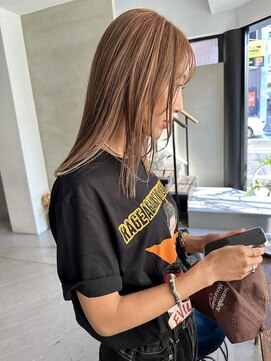 ヘアー アイス ルーチェ(HAIR ICI LUCE) たっぷりハイライト　多めのハイライト　ピンクグレージュ西田