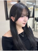 顔まわりレイヤー 艶カラー 暗髪 韓国風 髪質改善 福岡美容室