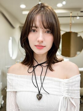 レア 表参道(L'ea) くびれヘアアプリコットオレンジ夏ヘアハイライトカラー