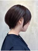 調布ストレートパーマハンサムショートヘアミルクティーベージュ