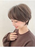 かき上げショートパーマ☆アッシュピンク