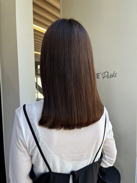 カノエ 福岡香椎店(canoe) 切りっぱなし/艶髪/ダークブラウン/髪質改善縮毛矯正/髪質改善