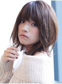 大人可愛いゆるふわレイヤーカット前髪カット顔まわり眉上