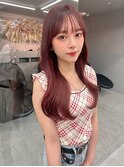 ピンクブラウン/暖色カラー/カシスピンク/韓国ヘア/顔周りカット