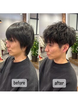 髪質・クセを見極めたカット技術でON・OFFどちらも決まるスタイルに！メンズパーマ・カラー実績有り◎