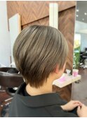 丸みショート/グレージュ/1ブリーチ/レイヤー/メンズヘア/浜松