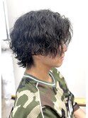 センターパート ウルフ スパイラルパーマ ツイスパ 波巻き