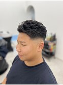 アイロンパーマメンズショートスキンフェード7:3サイドパート