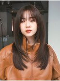 ロングくびれヘア韓国ヘア顔周りレイヤー_F40310