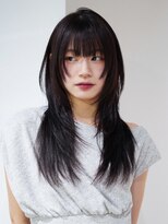 アルバム 池袋(ALBUM)&nbsp;顔周りレイヤーロング黒髪韓国ヘア_F21252